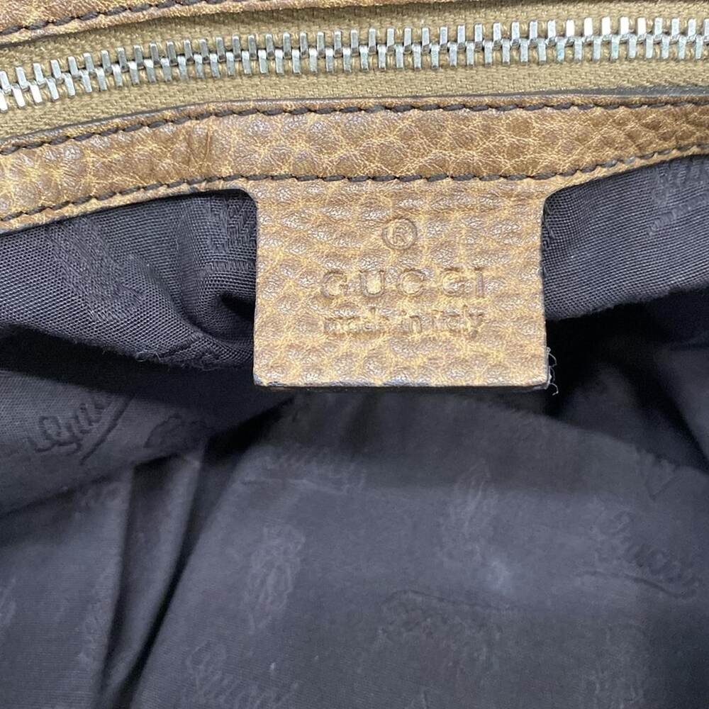 Gucci GG/Bamboo Handbag 232927 Dark Brown Beige Jacquard Leather - Picture 8 of 15